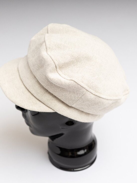 Women\'s Upcycled Small Beige Linen Military Cadet Army Patrol Hat